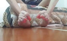 Long nails red toes alexa