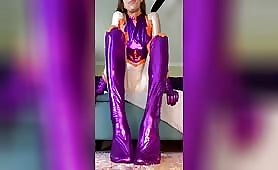 Tall Tasha sexy striping  in purple suit