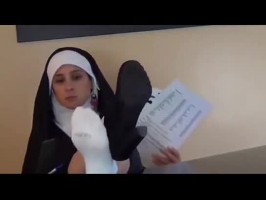 Jamie Daniels Nun Feet Soles sneaky tickled 