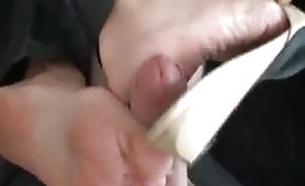 Mature Wrinkled Heels Solejob Slowly teasing the cum out of his dick