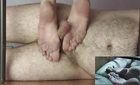 Mature wife gets him a soles view sensual slow teasing footjob