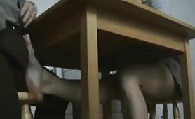 Lovely Monique german footjob under the table