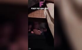 Sneaky Public FootJob in restaurant